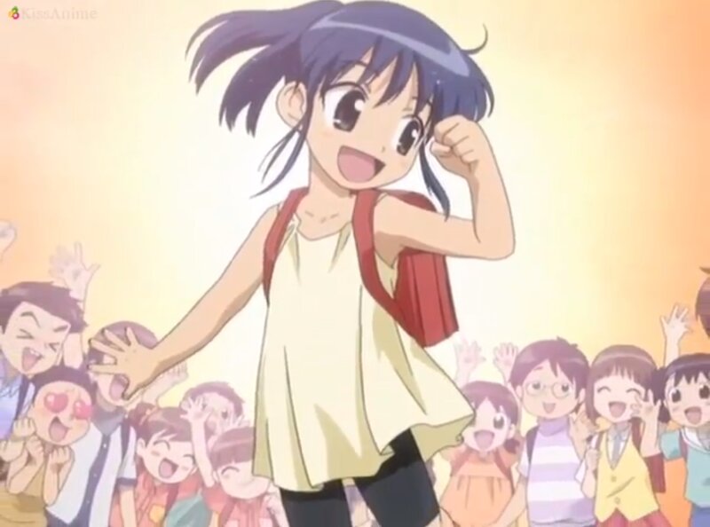 Anime Girl with Backpack — Yellow, Cheerful