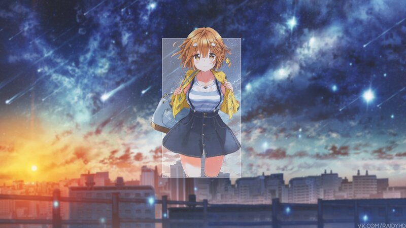 Anime Girl with Bag — Blue, Dramatic
