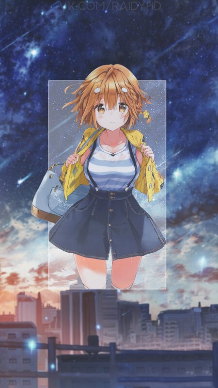 Anime Girl with Bag — Blue, Serene