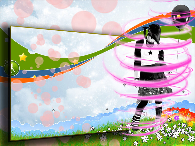 Anime Girl with Balloon — Green, Dreamy