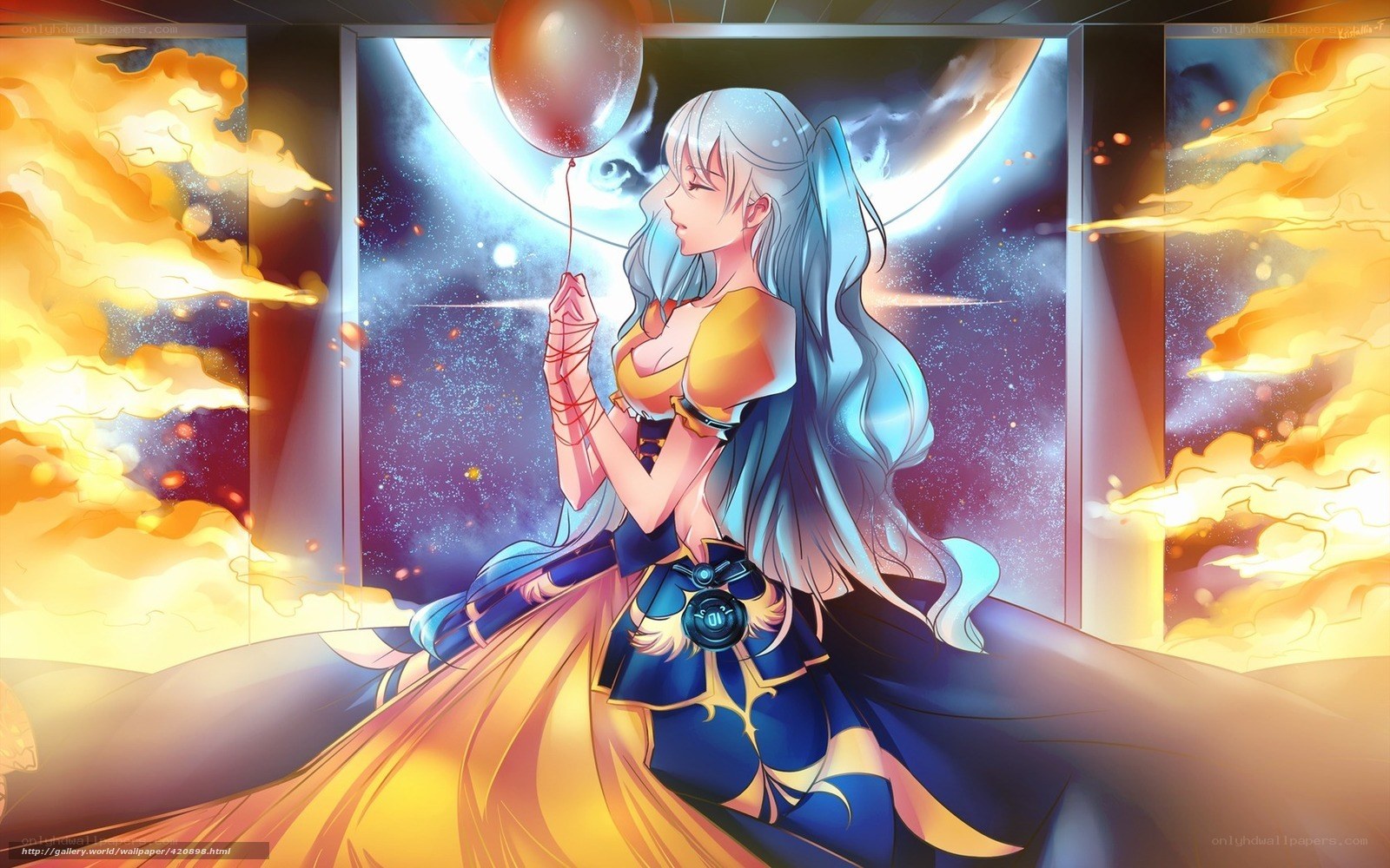 Anime girl with balloon