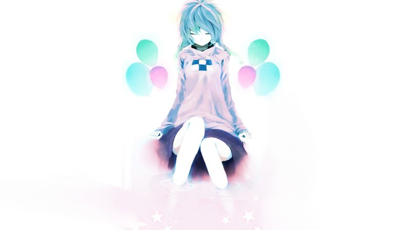 anime girl with balloons