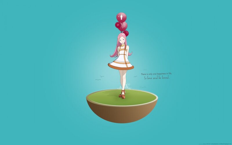 anime girl with balloons
