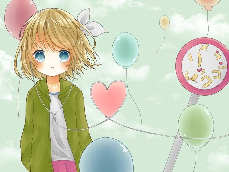 Anime girl with balloons