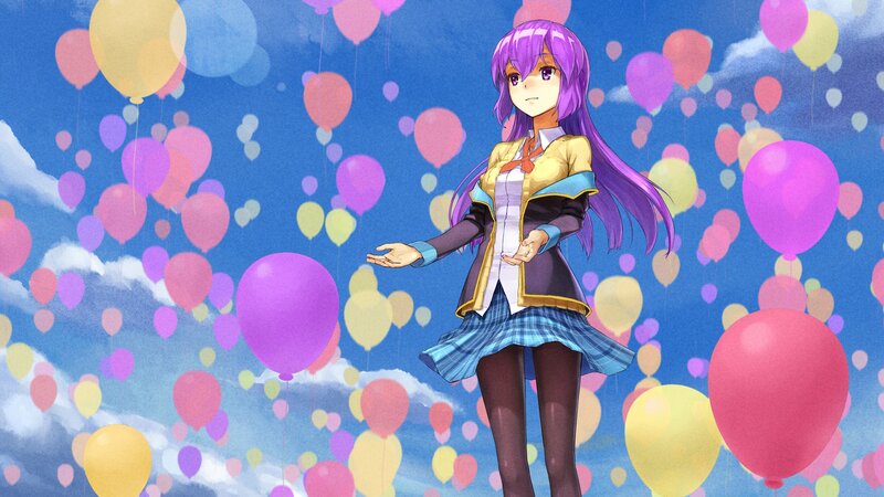 anime girl with balloons