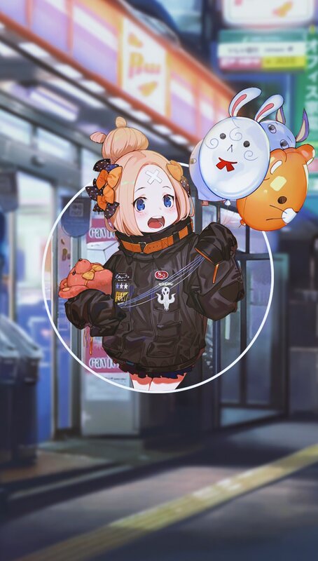 Anime Girl with Balloons — Black
