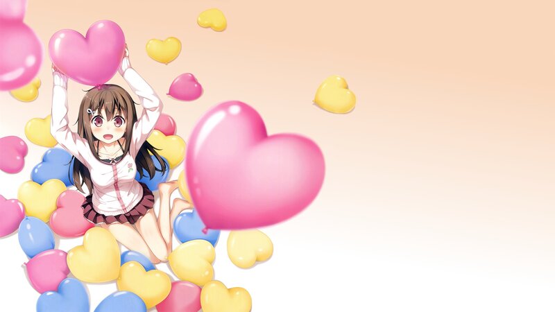 Anime Girl with Balloons — Pink, Playful