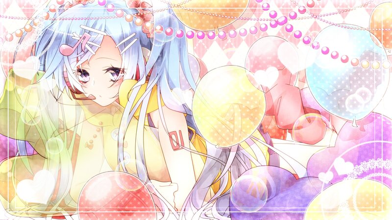 Anime Girl with Balloons — Pink