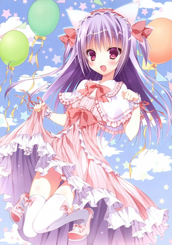Anime Girl with Balloons — Purple