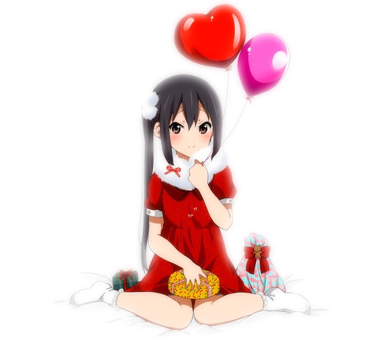 Anime Girl with Balloons — Red, Festive