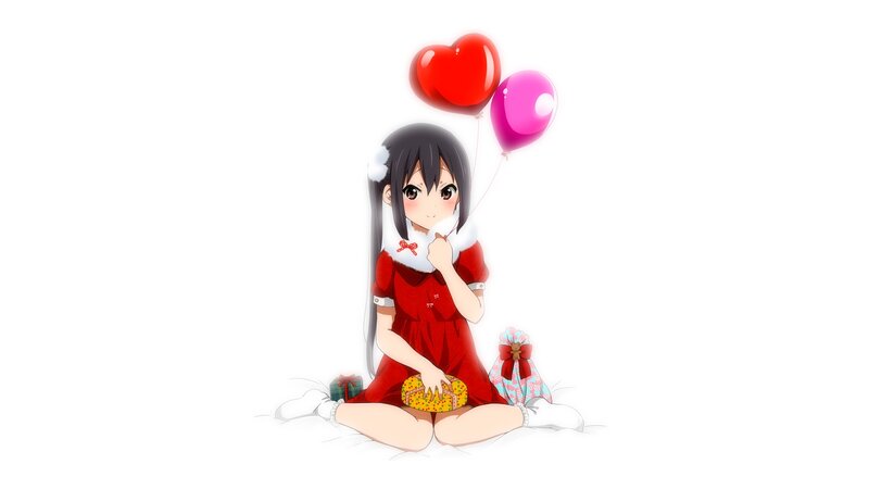 Anime Girl with Balloons — Red