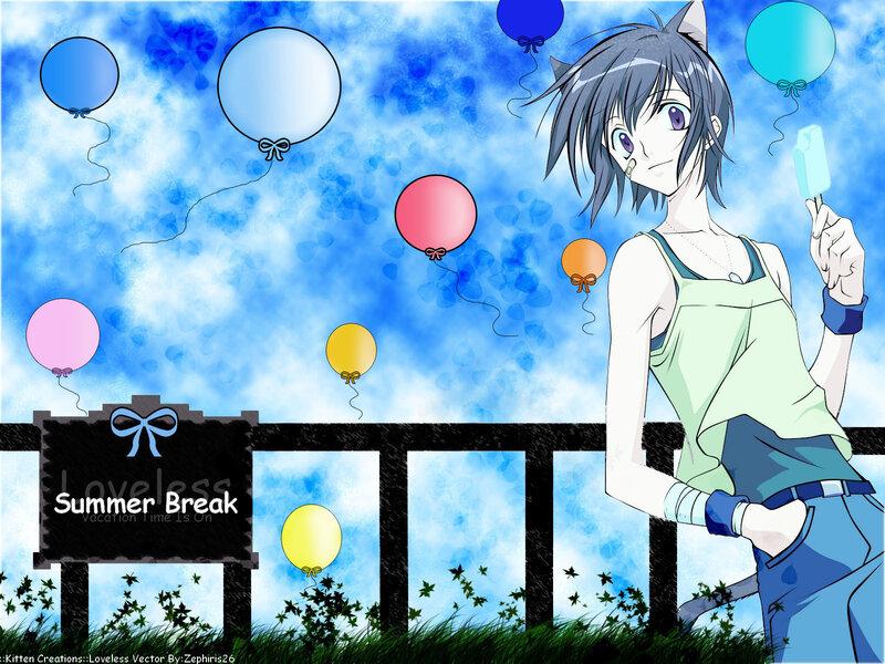 Anime girl with balloons