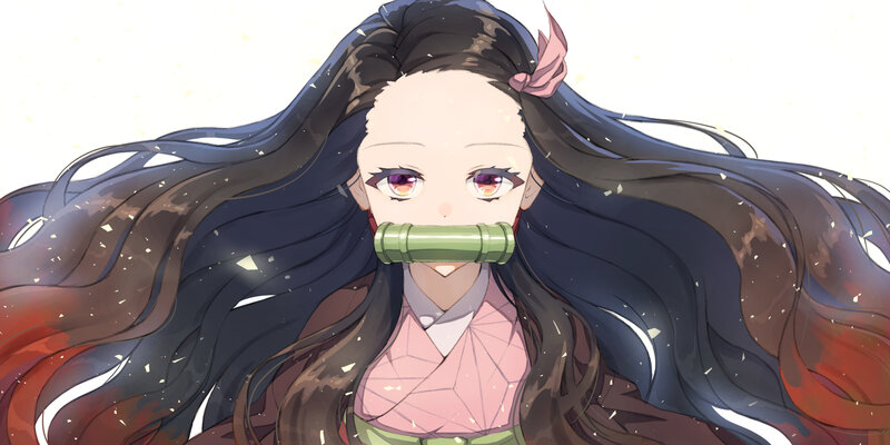 Anime Girl with Bamboo — Black