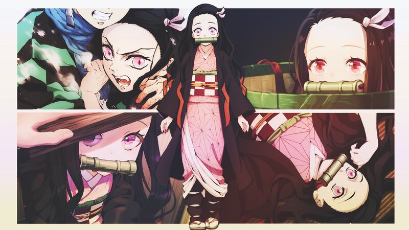 Anime Girl with Bamboo Gag — Black, Dramatic