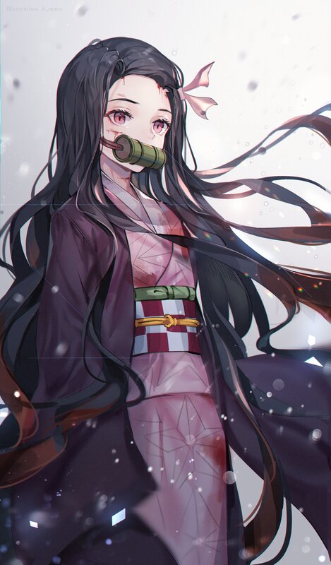Anime Girl with Bamboo Gag — Black