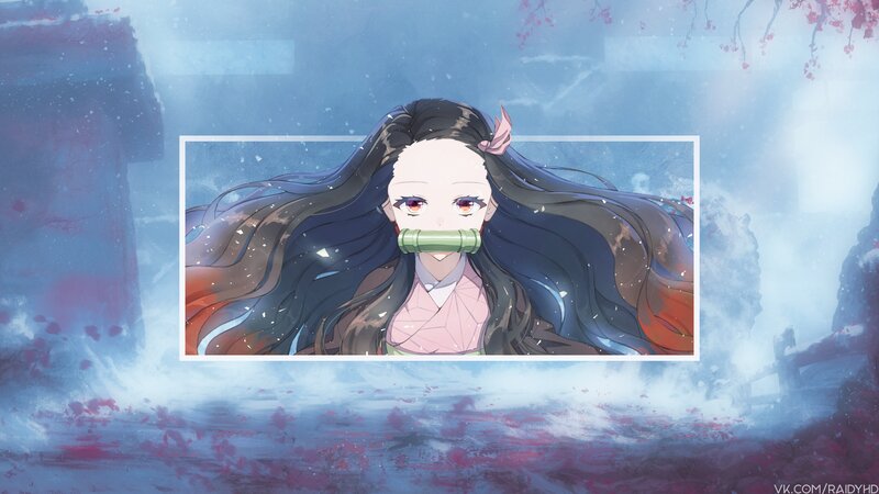 Anime Girl with Bamboo Gag — Blue, Dramatic