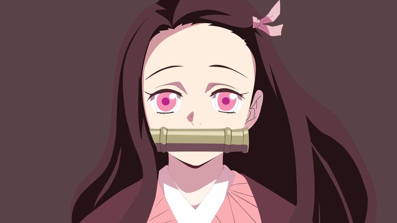 Anime Girl with Bamboo Gag — Brown, Dramatic