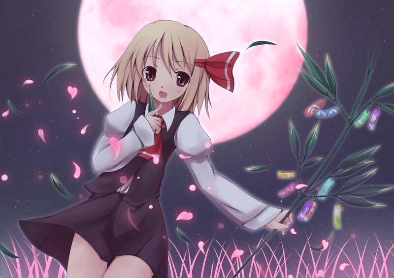Anime Girl with Bamboo — Pink