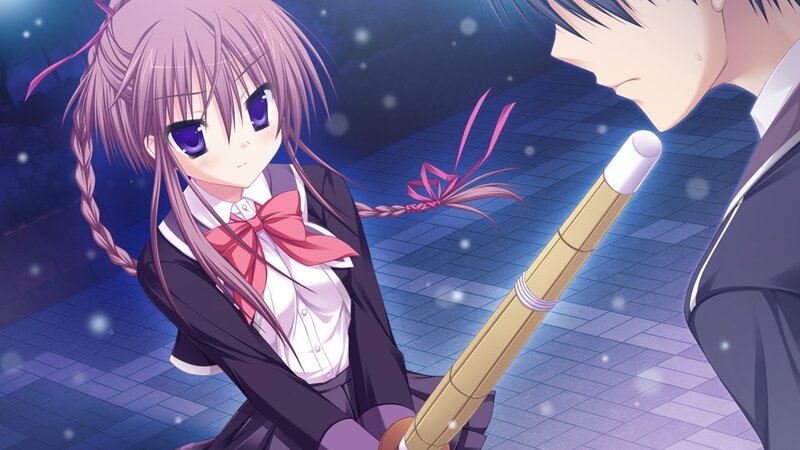 anime girl with bamboo stick