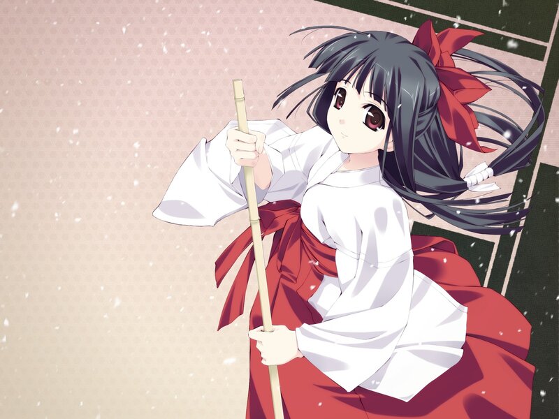 anime girl with bamboo stick