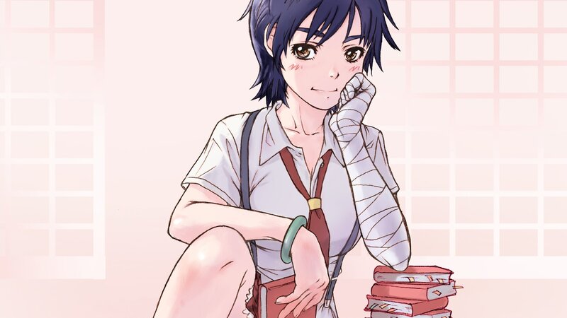 anime girl with bandaged arm
