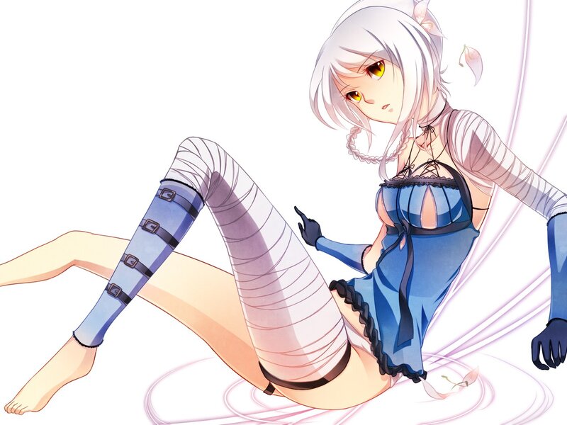 anime girl with bandaged leg