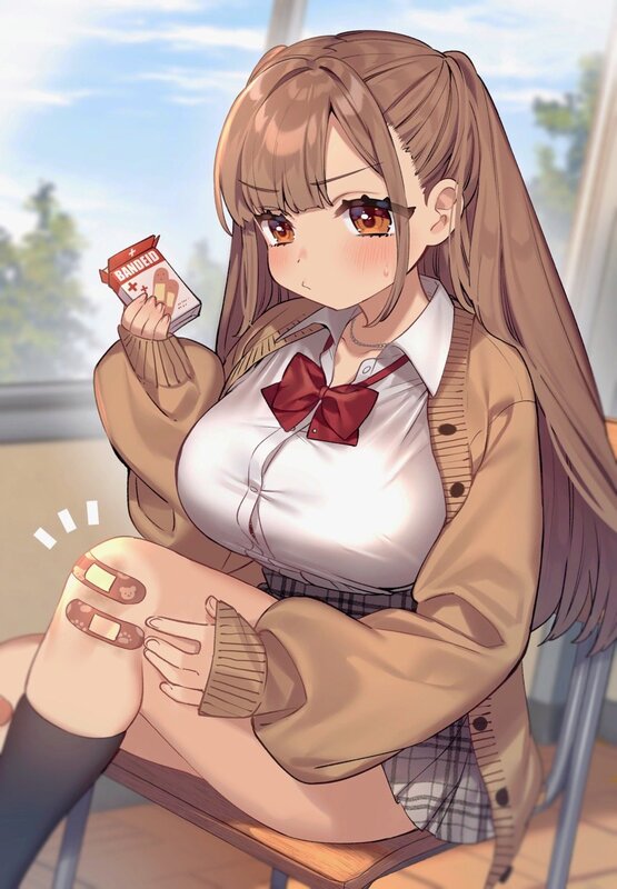 Anime Girl with Bandages — Brown, Calm, Afternoon
