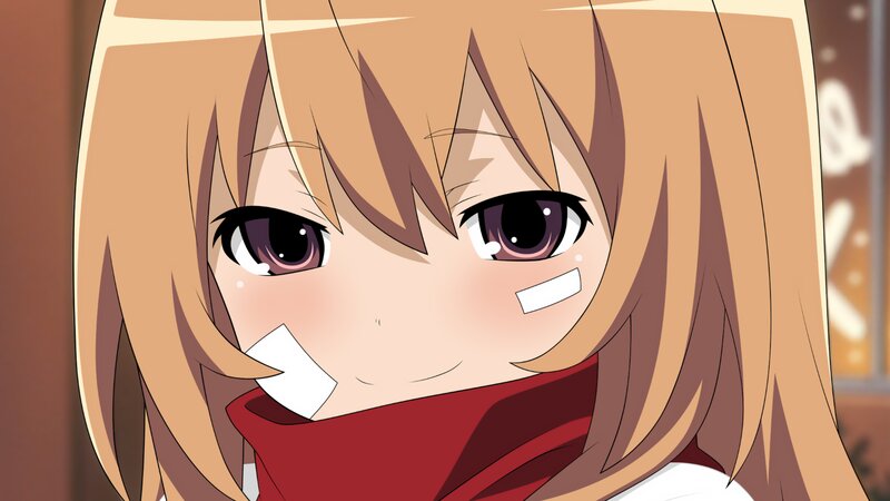 Anime Girl with Bandages — Brown, Playful, Scarf