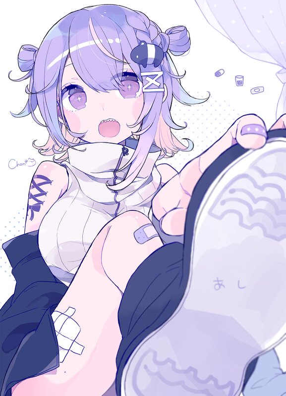 Anime Girl with Bandages — Purple