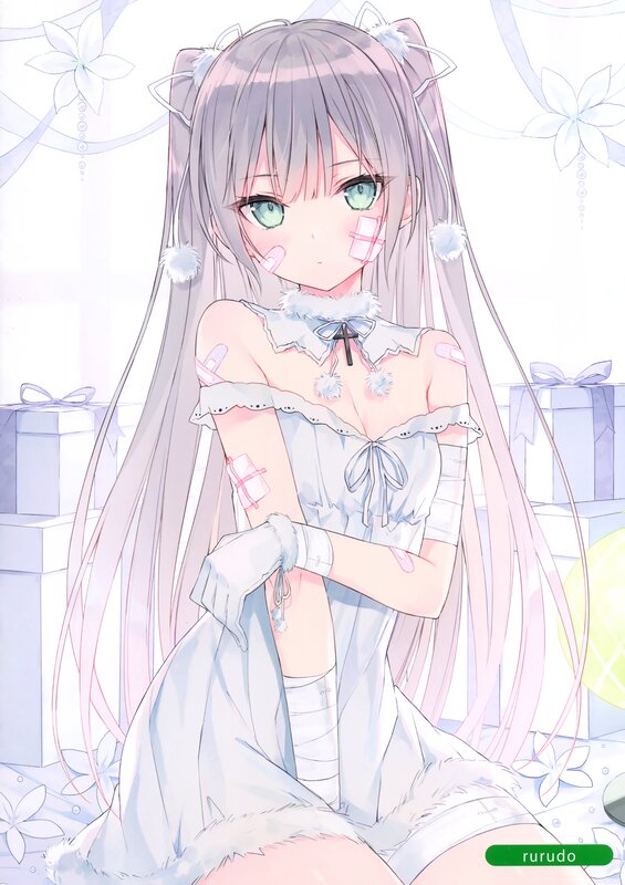 Anime Girl with Bandages — White