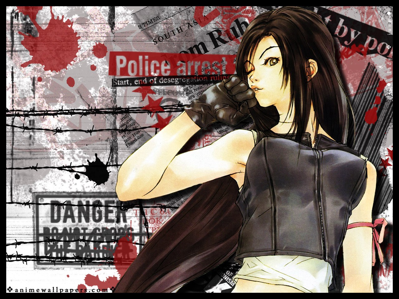 anime girl with barbed wire