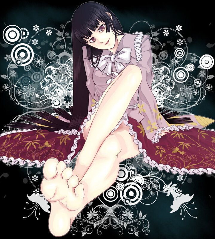 anime girl with bare feet