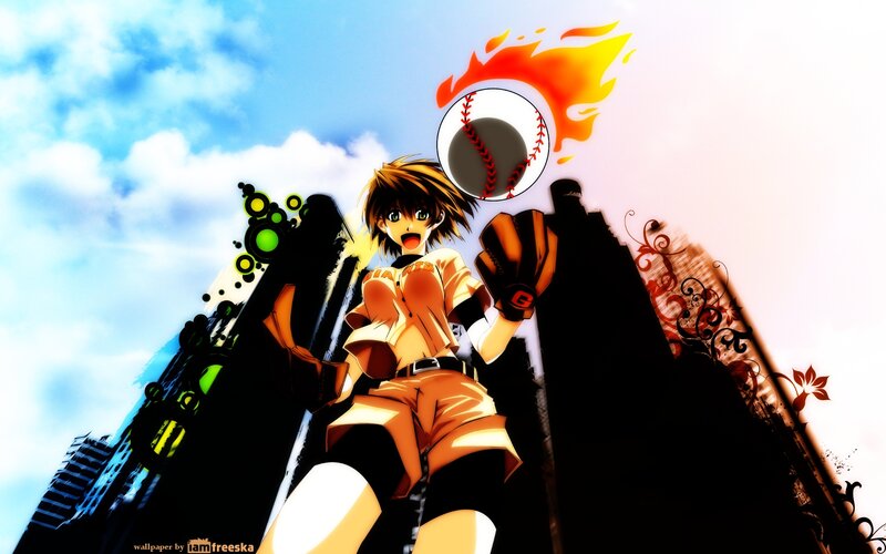 Anime Girl with Baseball Glove — Blue