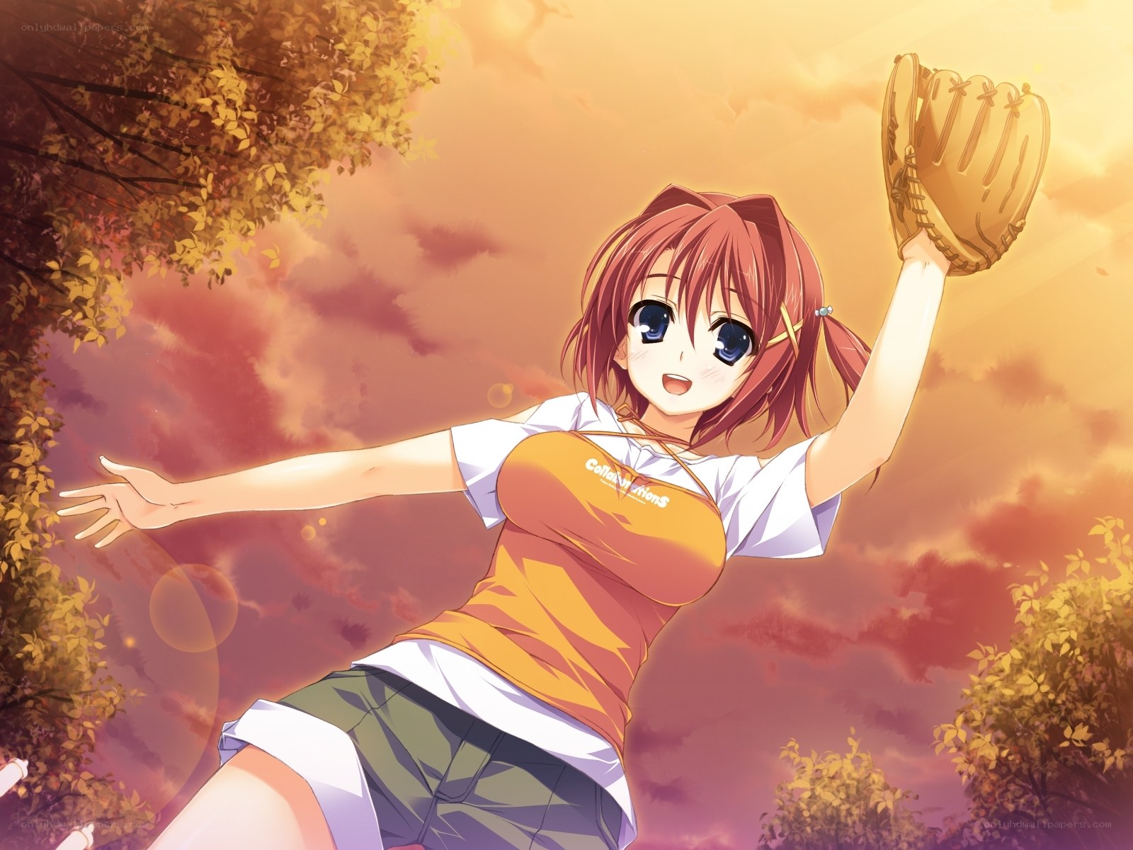 anime girl with baseball glove