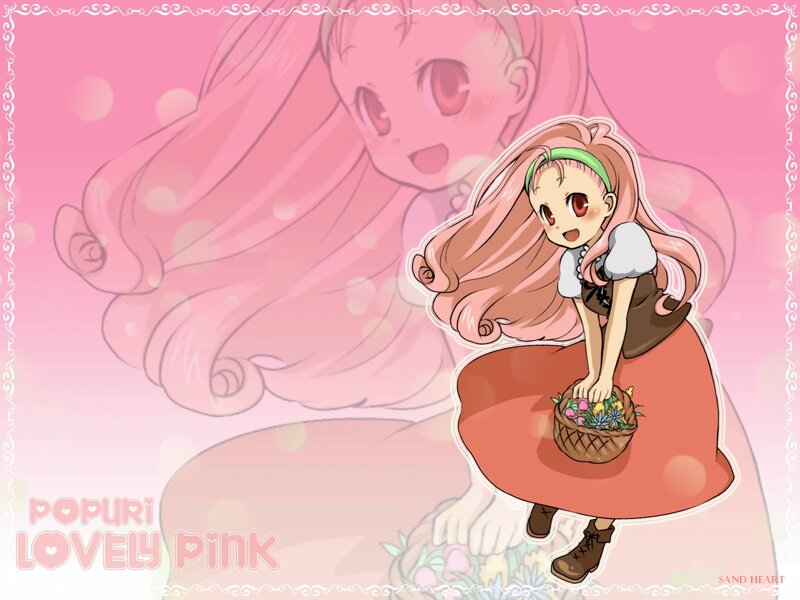 Anime Girl with Basket — Pink