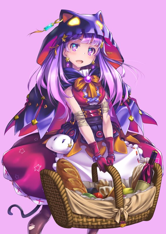 Anime Girl with Basket — Purple