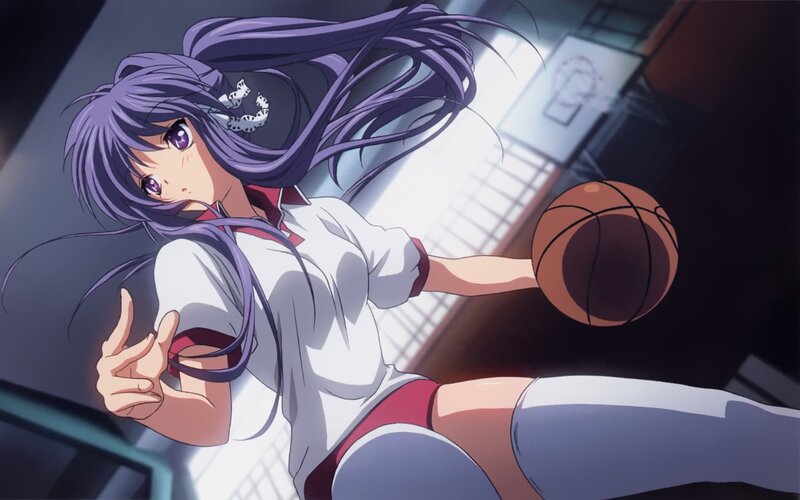 anime girl with basketball