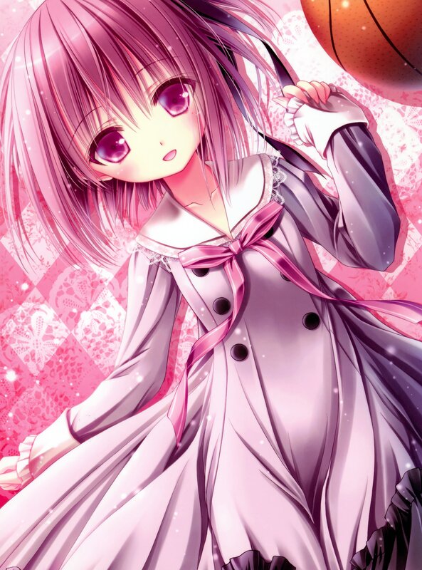 Anime Girl with Basketball — Pink, Dreamy