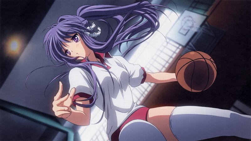 Anime Girl with Basketball — Purple, Dynamic