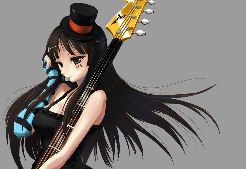 anime girl with bass guitar
