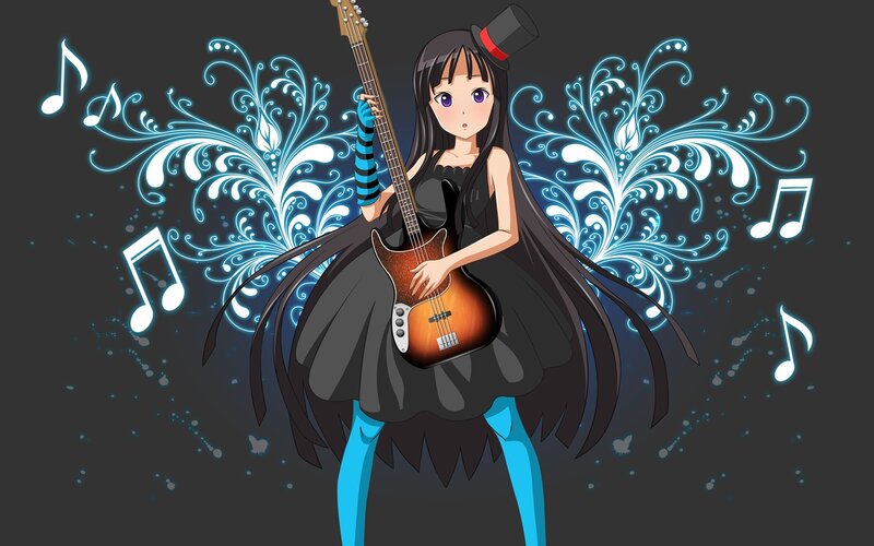 anime girl with bass guitar