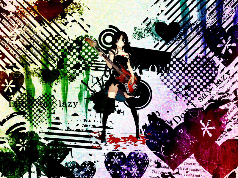 Anime girl with bass guitar