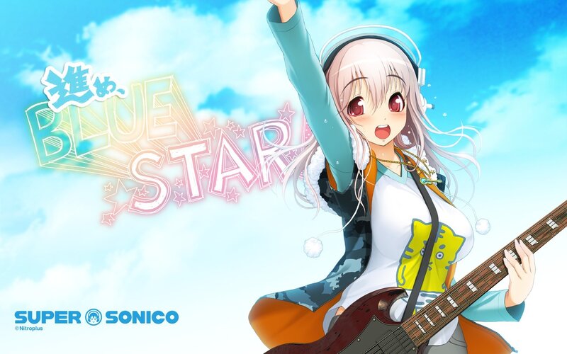 Anime girl with bass guitar