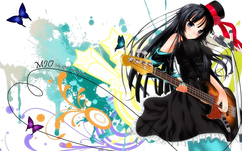 Anime girl with bass guitar