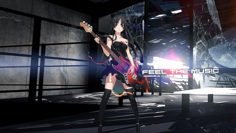 anime girl with bass guitar