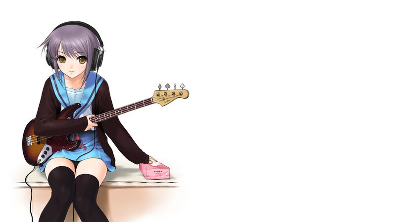 anime girl with bass guitar