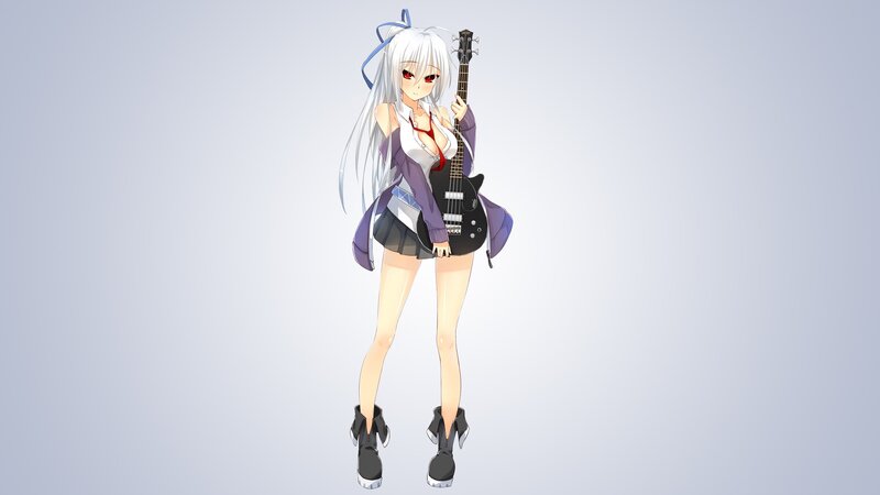 Anime girl with bass guitar