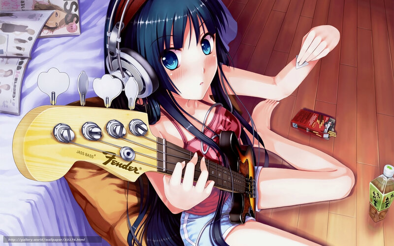 anime girl with bass guitar