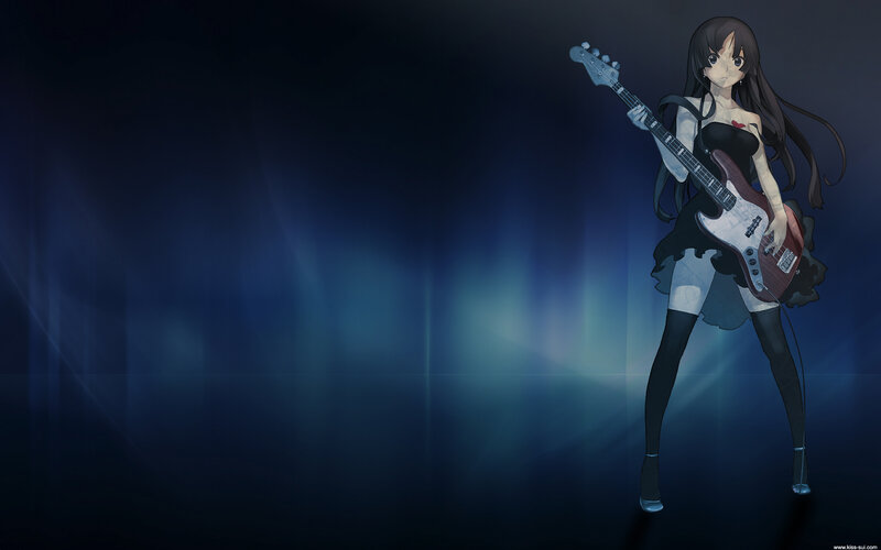 anime girl with bass guitar