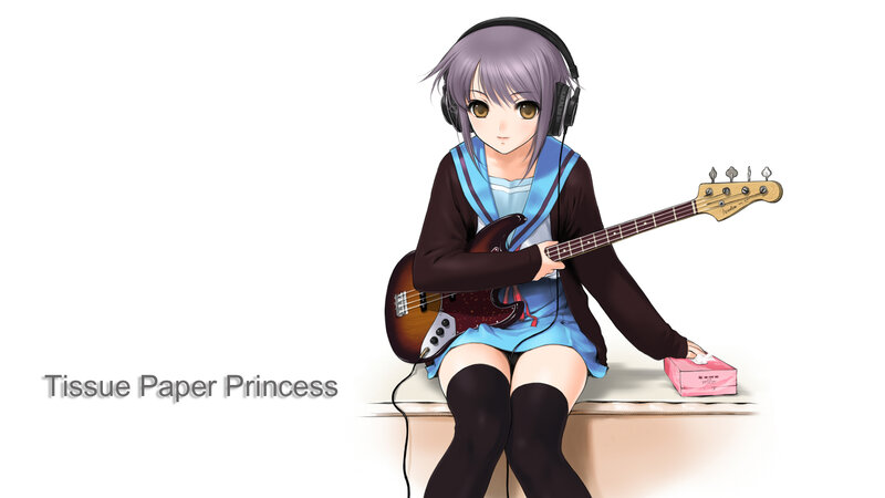 Anime girl with bass guitar